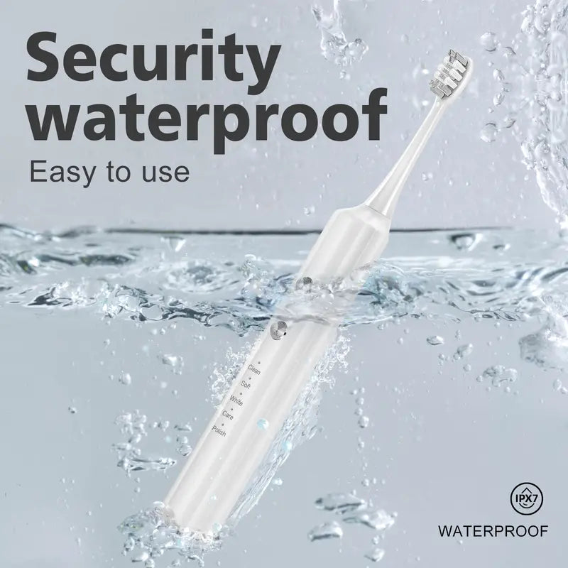 Waterproof Electric Toothbrush with 3 Brush Heads