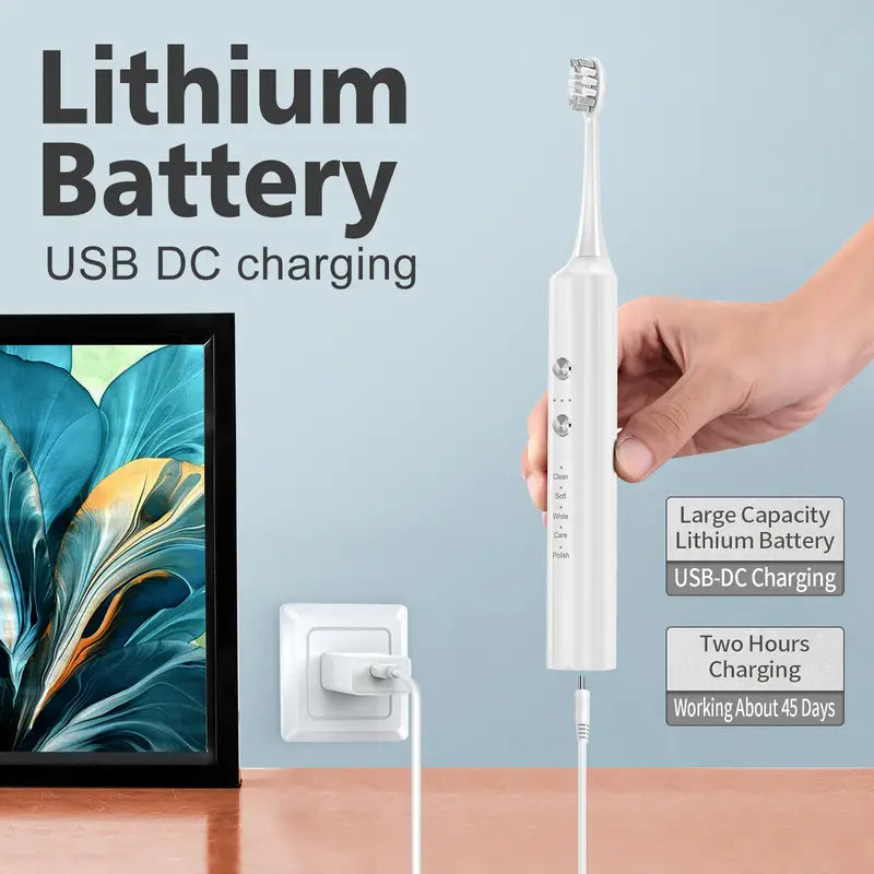 Waterproof Electric Toothbrush with 3 Brush Heads