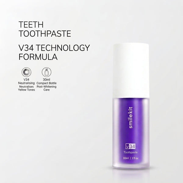 V34 Press-Type Purple Whitening Toothpaste