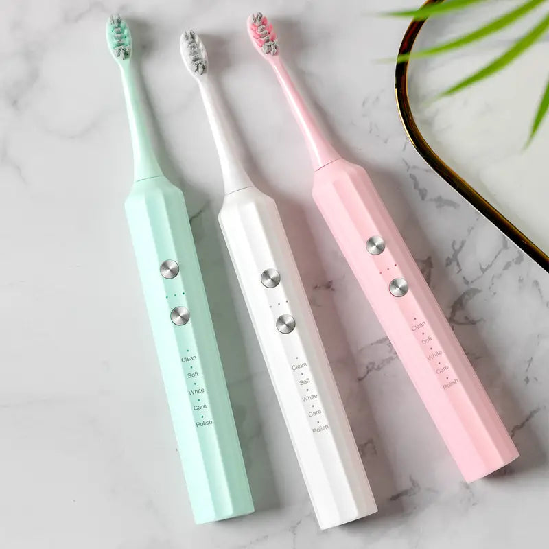 Waterproof Electric Toothbrush with 3 Brush Heads